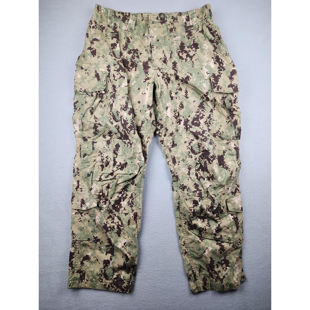 U.S. Navy Pants Mens Large Short Green Type III NWU Camo Cargo Work Uniform READ